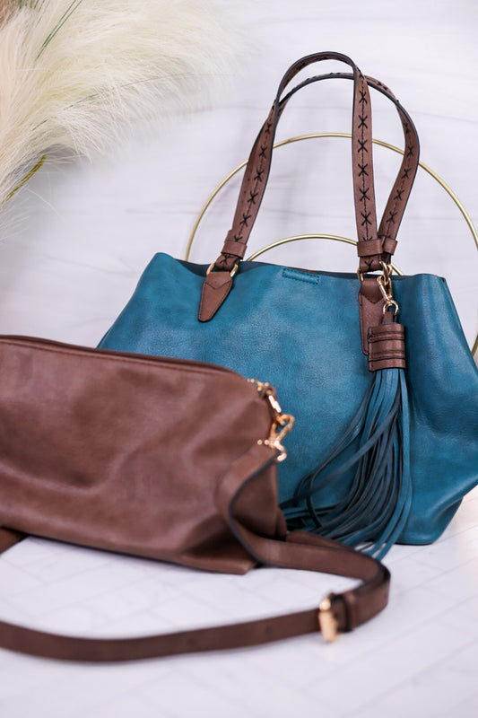 Peacock Blue Aliza Satchel Purse