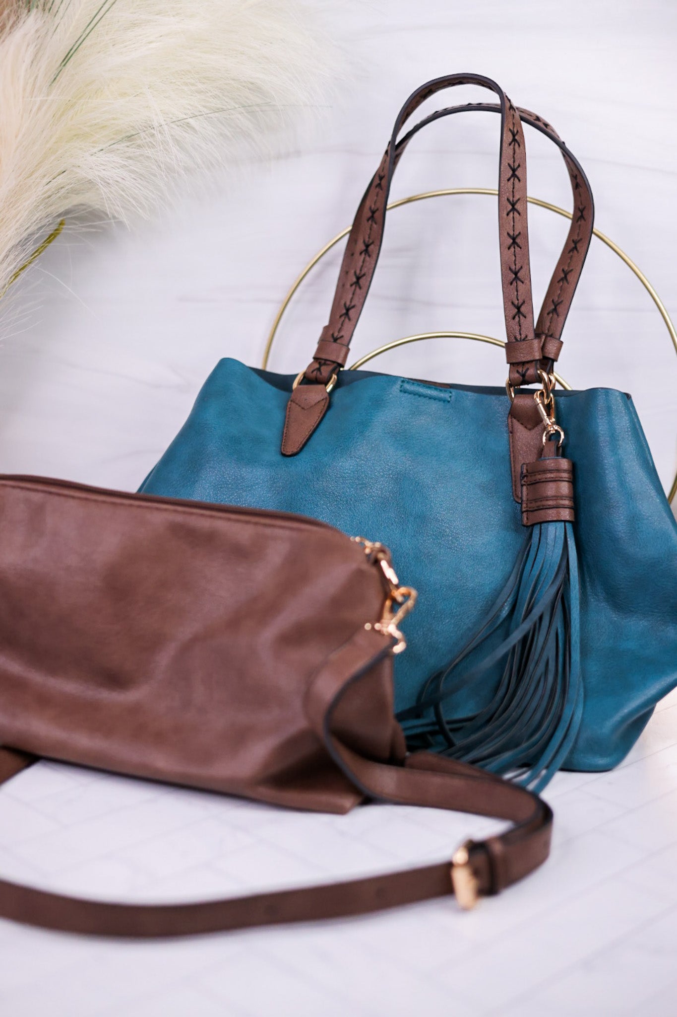 Peacock Blue Aliza Satchel Purse
