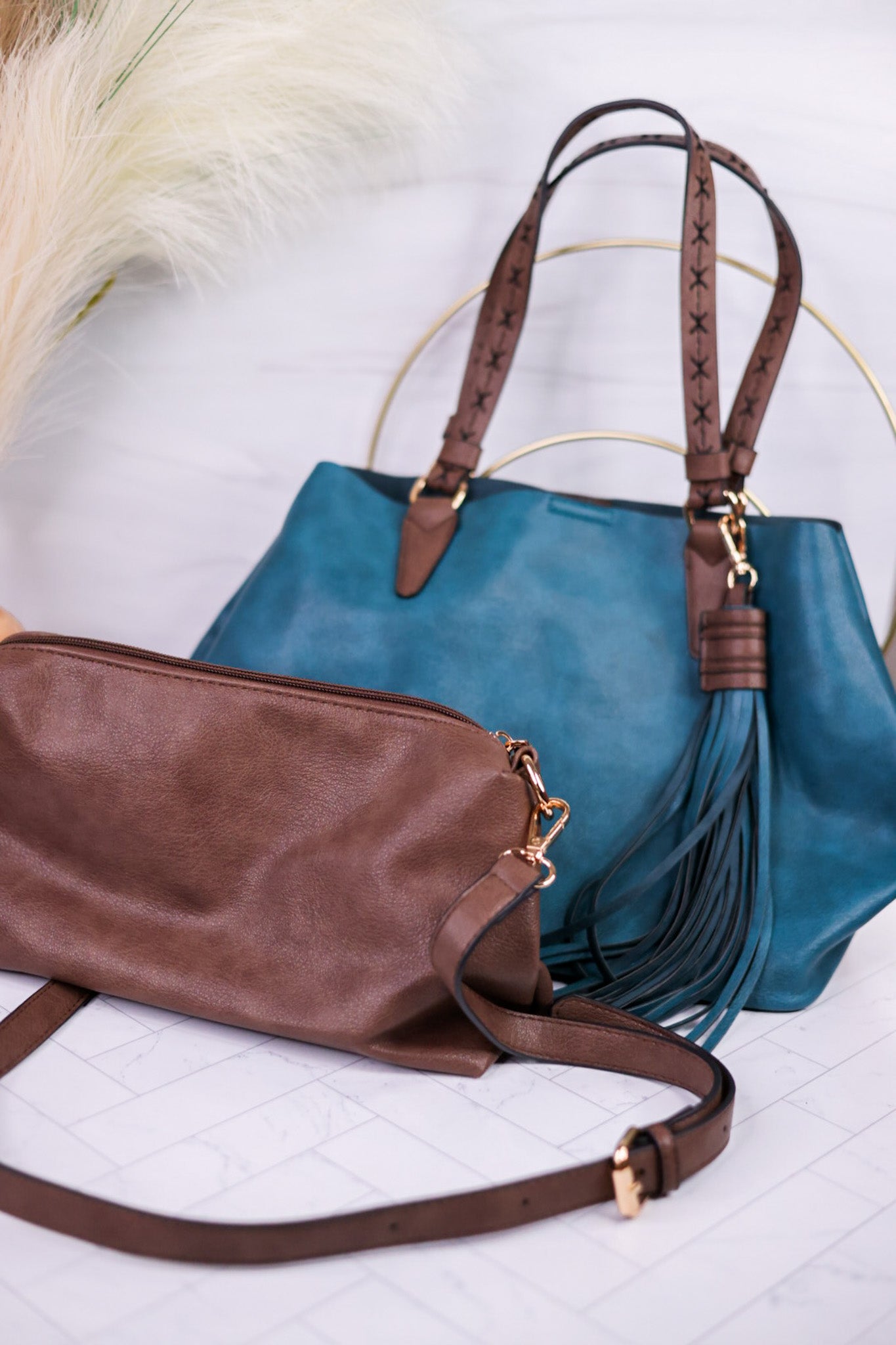 Peacock Blue Aliza Satchel Purse
