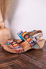 Color Me Cool Multicolored Sandals With Medallion Buckles