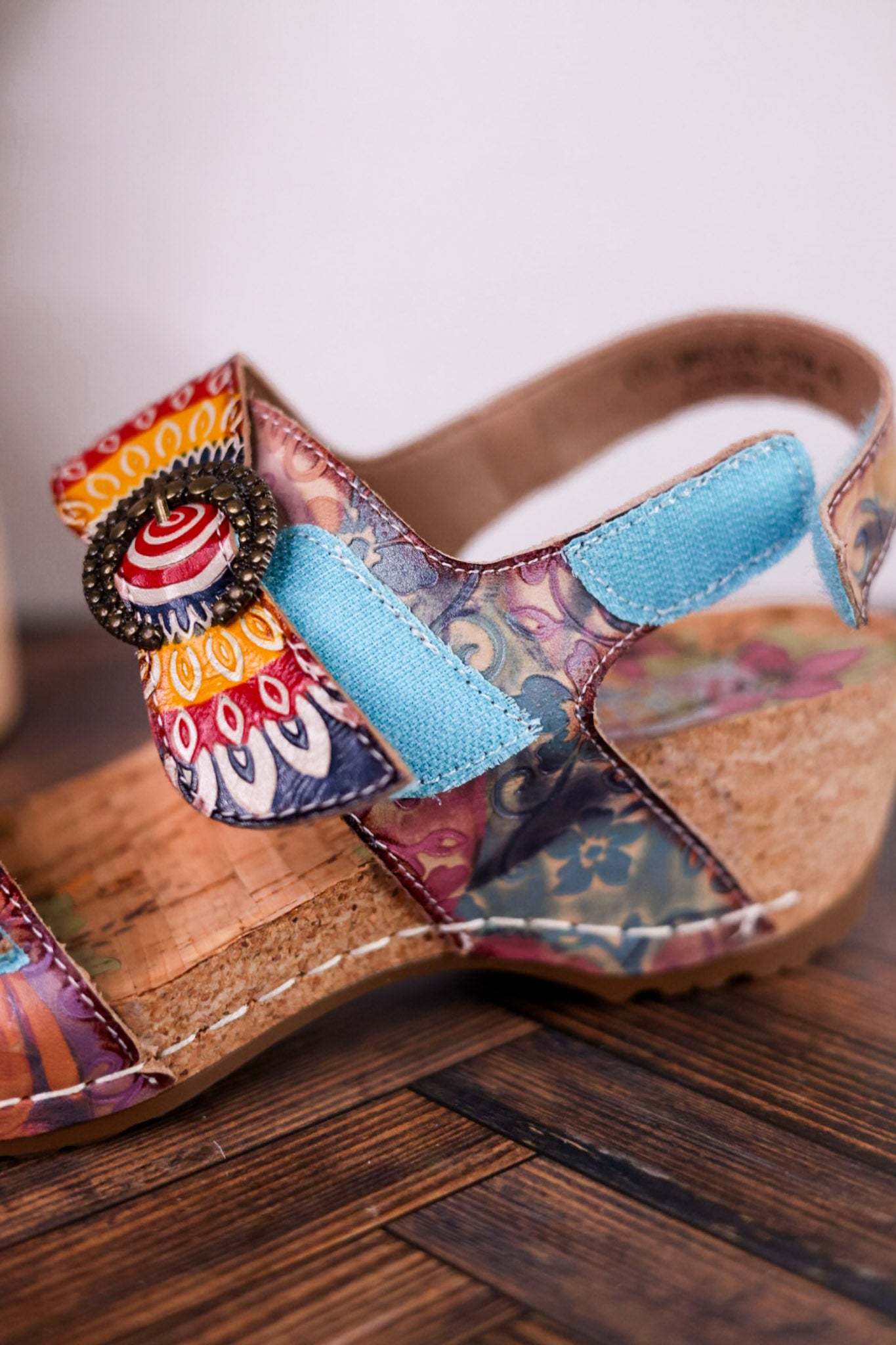 Color Me Cool Multicolored Sandals With Medallion Buckles