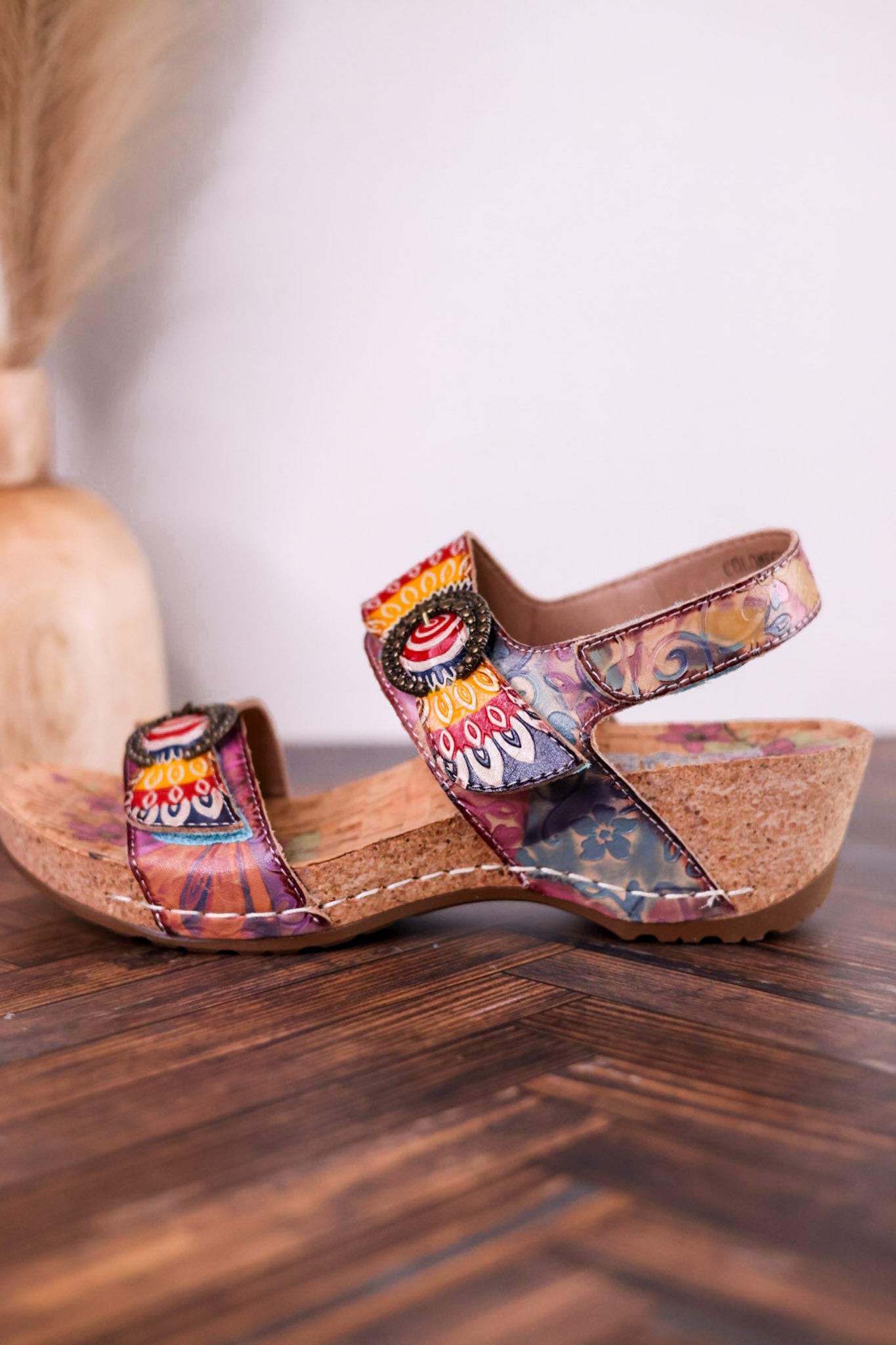 Color Me Cool Multicolored Sandals With Medallion Buckles