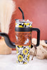 Sunflowers and Cow Print Wide Wyoming Tumbler