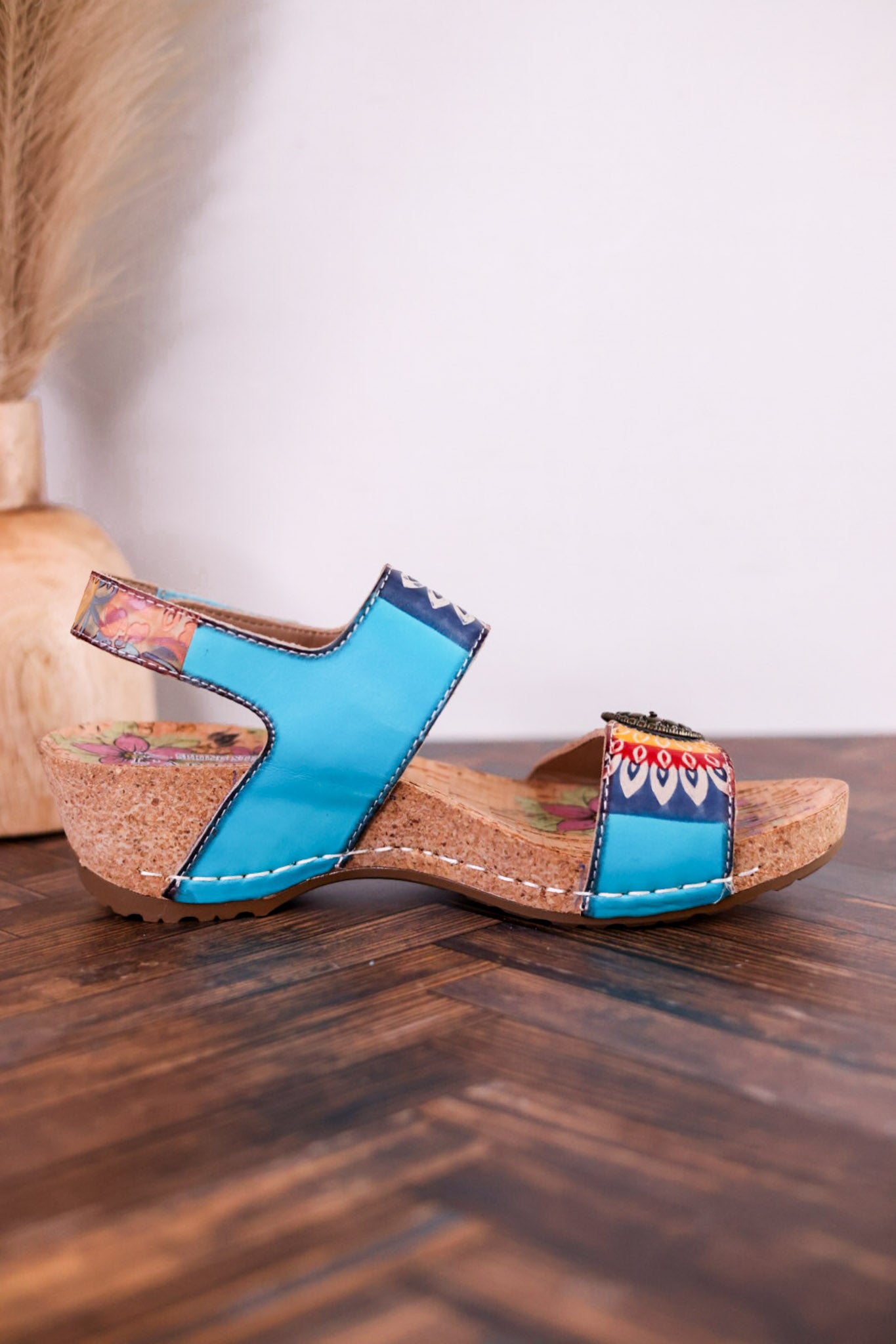 Color Me Cool Multicolored Sandals With Medallion Buckles