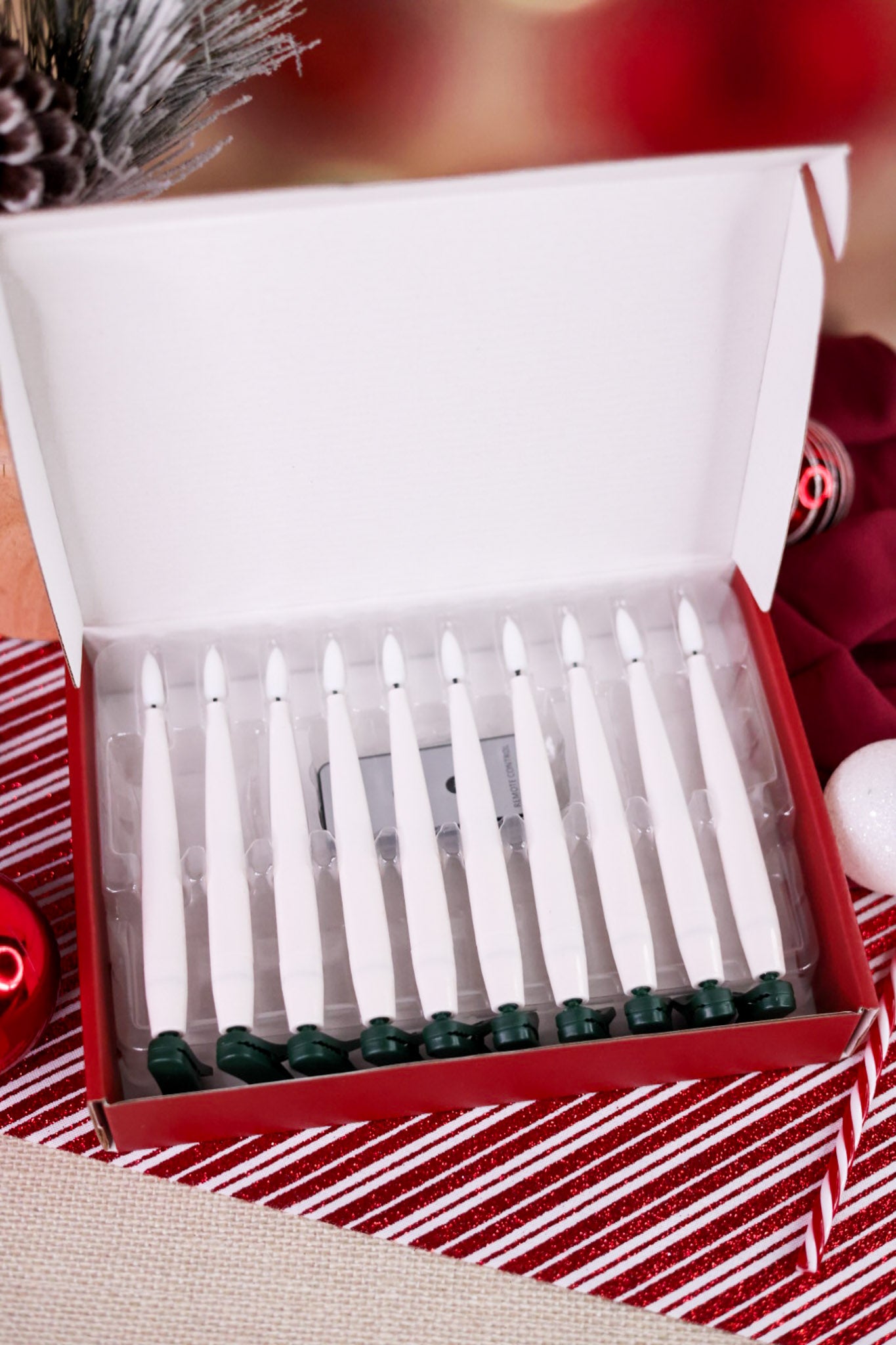 Set Of Ten Clip On Lighted Candles W/ Remote