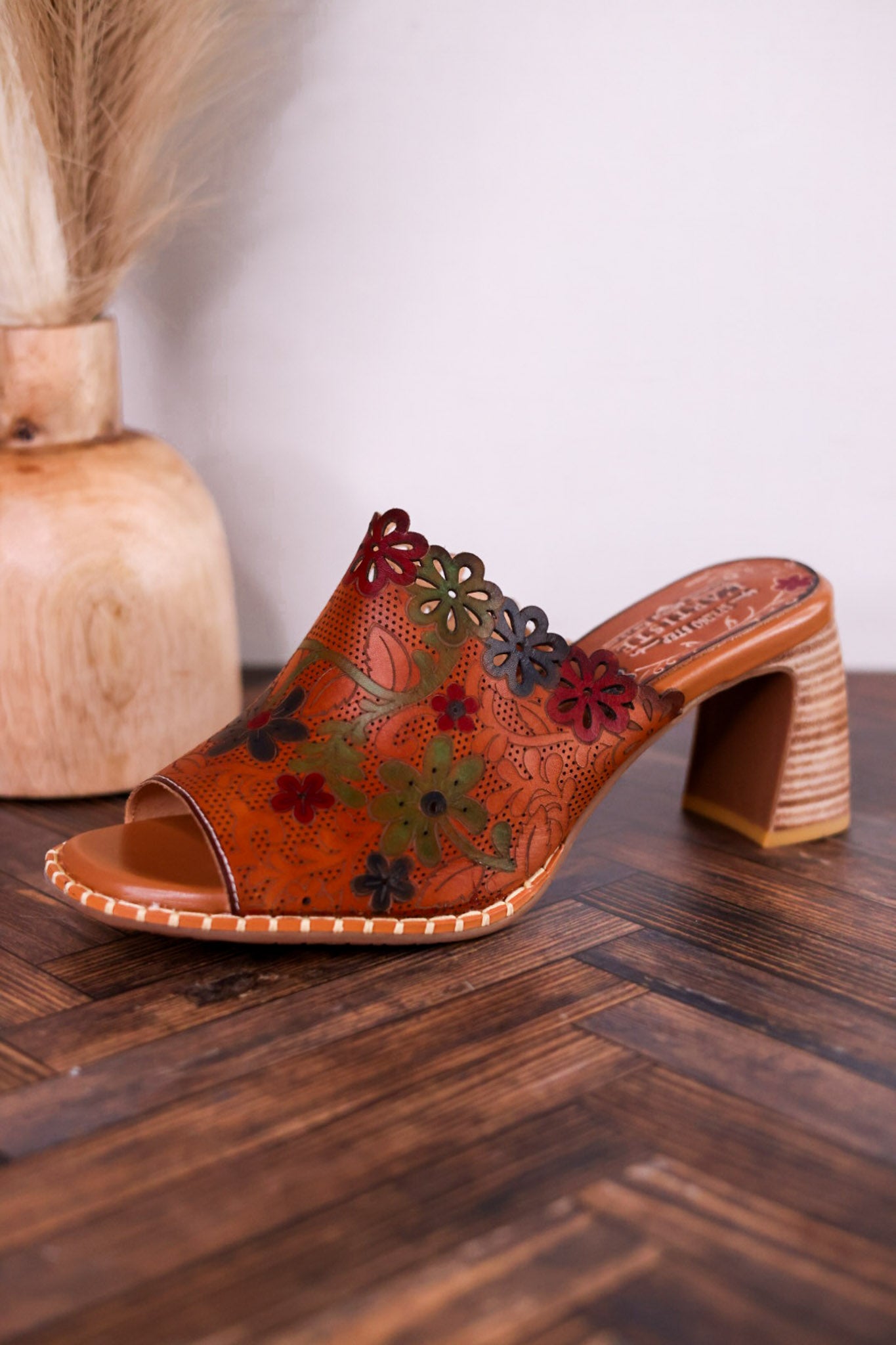 Foxxila Floral Embossed Blocky Heels