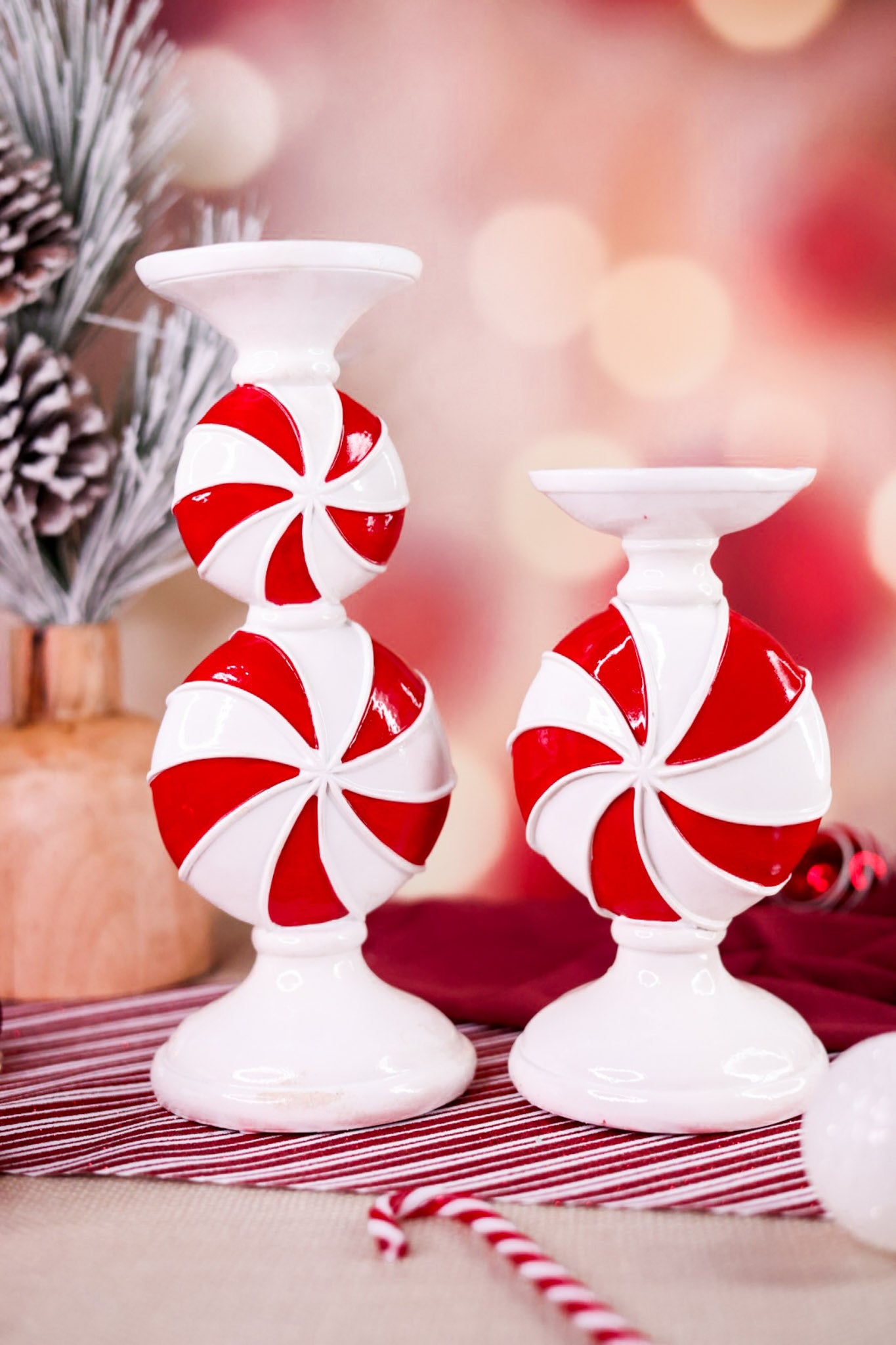 Peppermint Candy Candle Holder (Two Sizes)