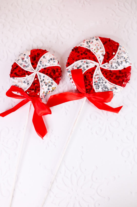 Glittering Peppermint Swirl Candy Stems