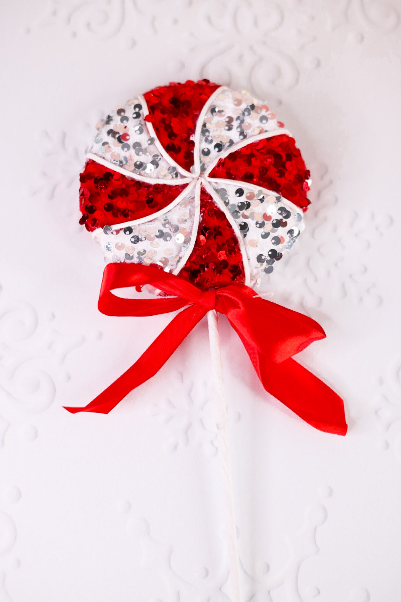Glittering Peppermint Swirl Candy Stems