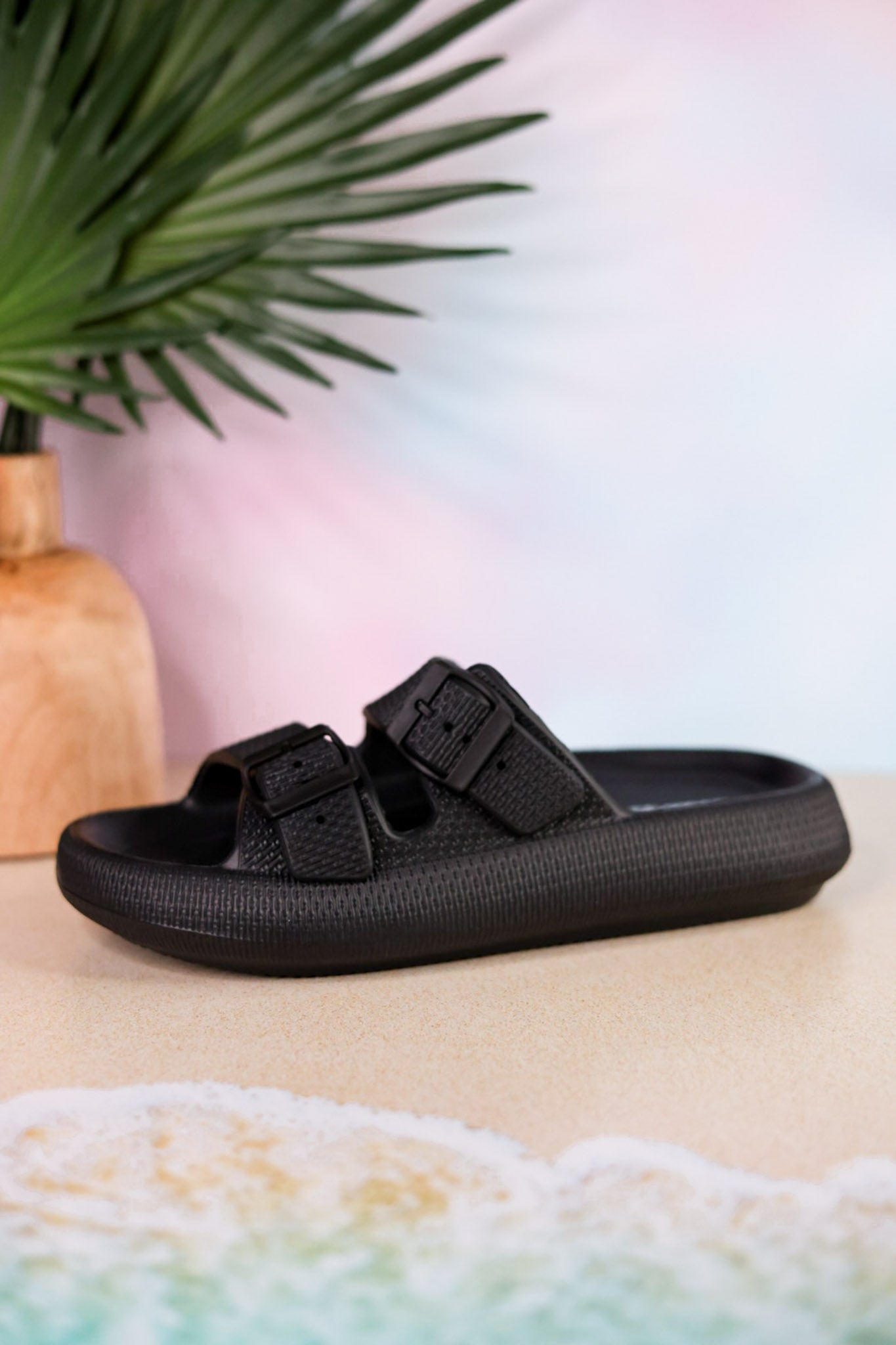 Black Cushioned Waterproof Slides