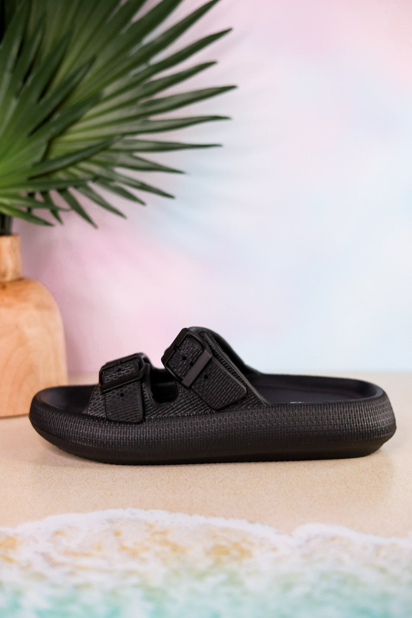 Black Cushioned Waterproof Slides