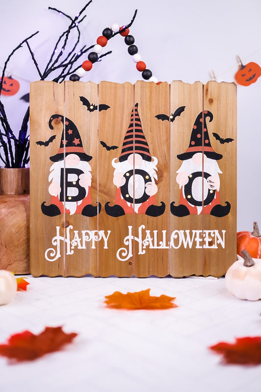 Light-up Happy Halloween Gnome Sign