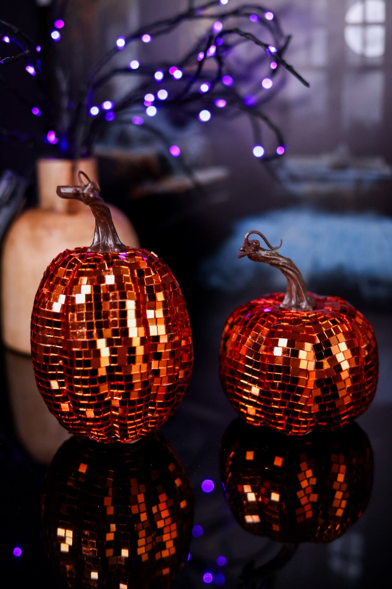 Orange Disco Pumpkin Table Top Decorations (2 Sizes)