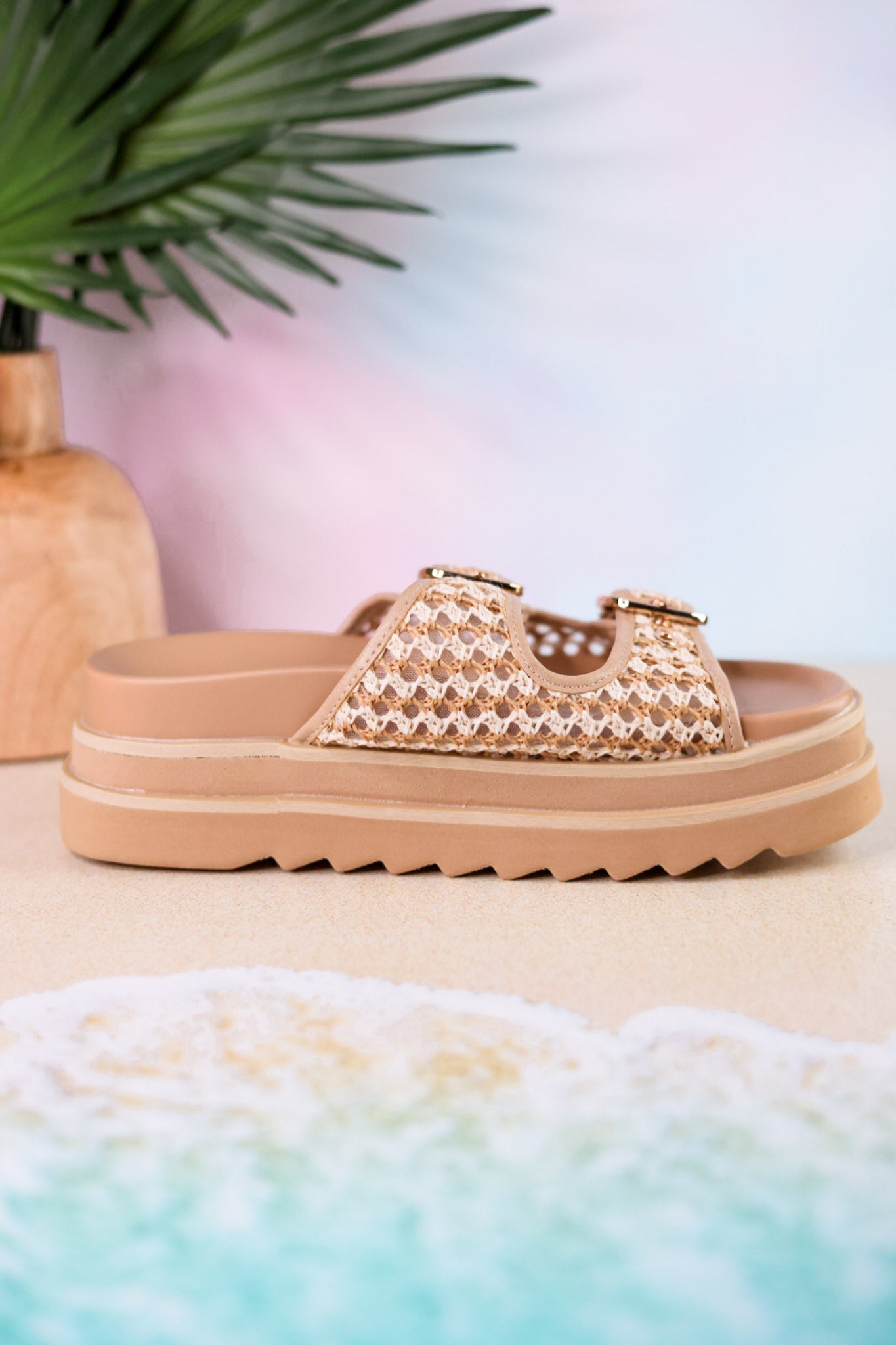 Word On The Street Slides With Woven Straps