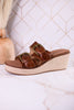 Manifest Cognac Wedge Sandals With Buckle Straps
