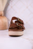 Manifest Cognac Wedge Sandals With Buckle Straps