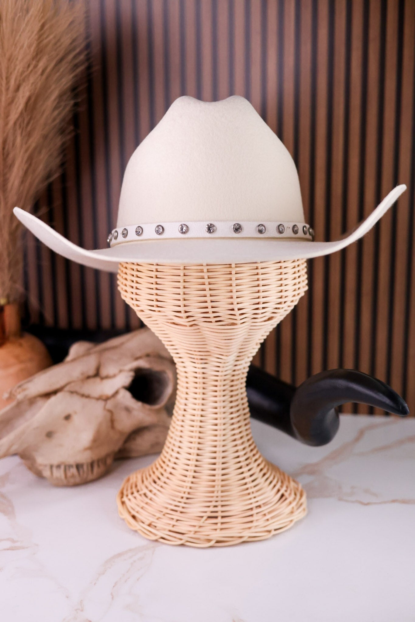 Wrangler Ivory Cowboy Hat With Rhinestone Band