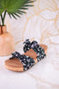 Black Floral Sittin Pretty Wedge Sandals