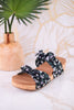 Black Floral Sittin Pretty Wedge Sandals