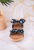 Black Floral Sittin Pretty Wedge Sandals