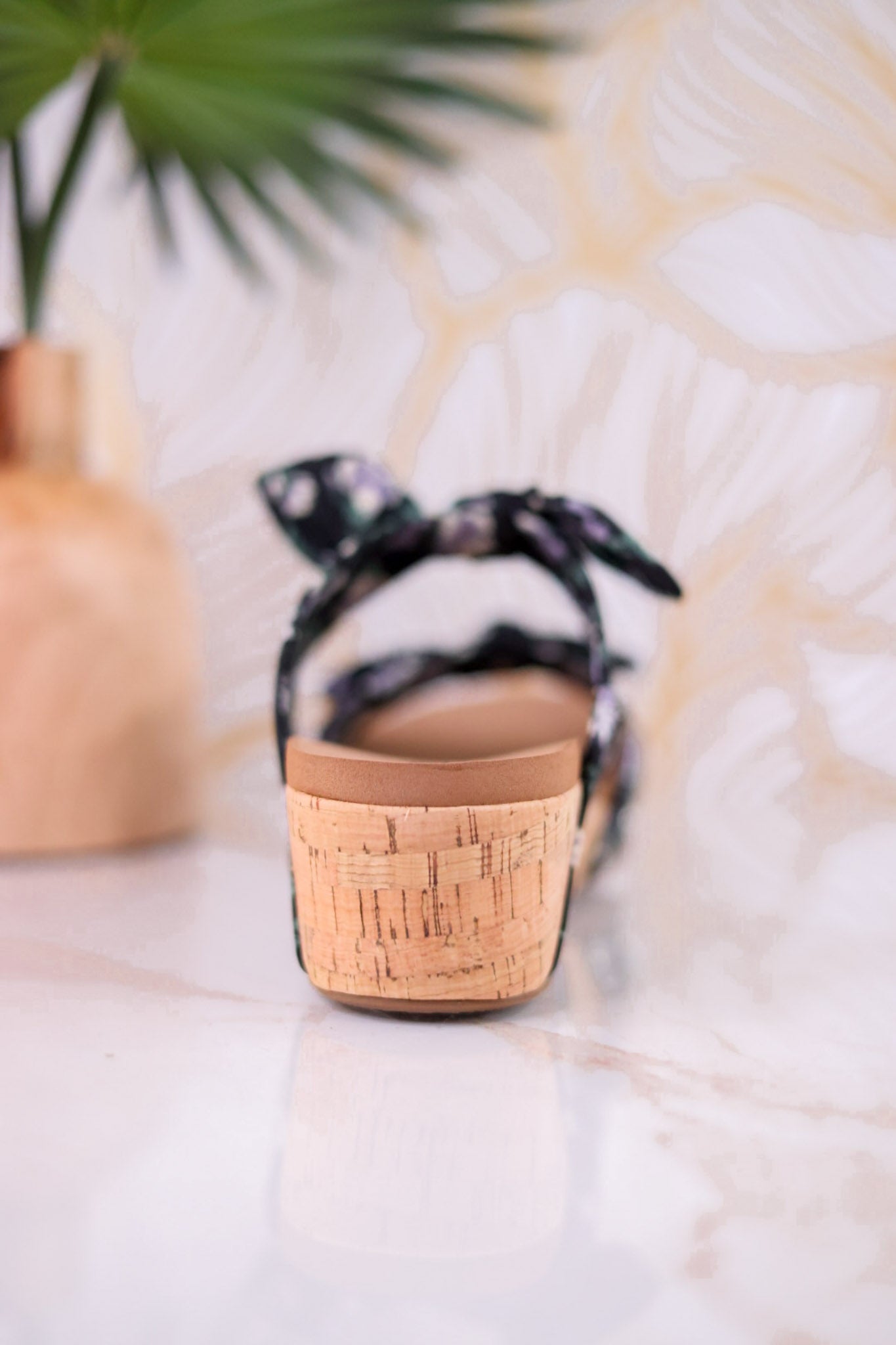Black Floral Sittin Pretty Wedge Sandals