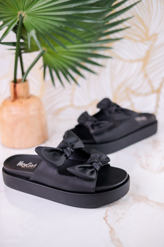 Black Lil Bit Knotty Sandals