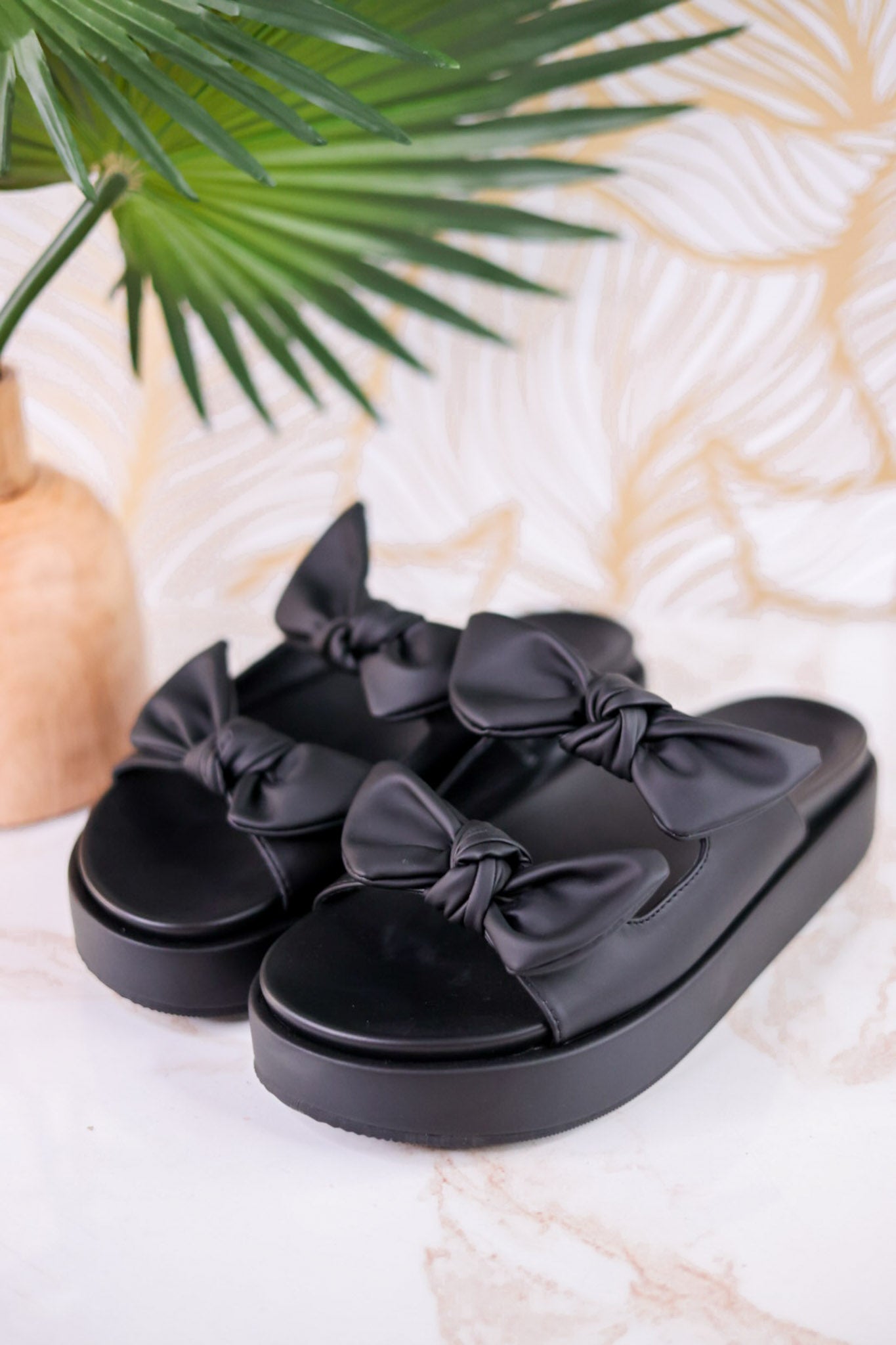 Black Lil Bit Knotty Sandals