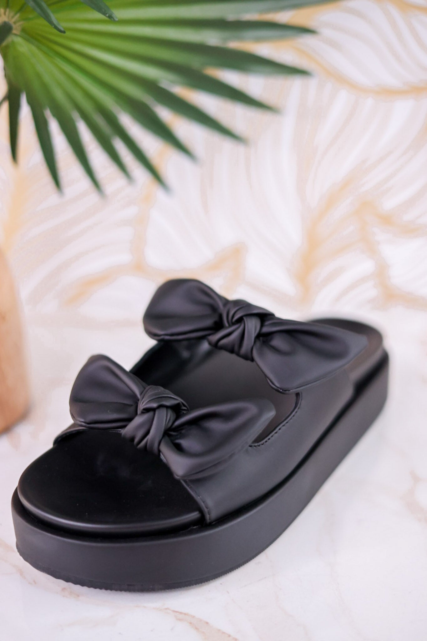 Black Lil Bit Knotty Sandals
