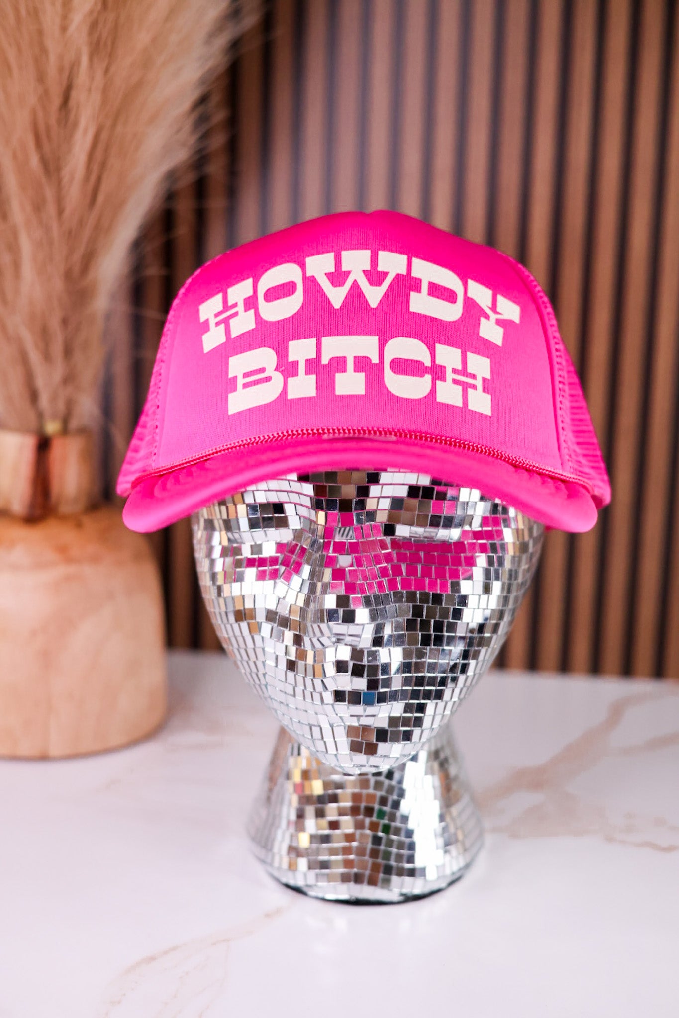 Howdy Bitch Bright Pink Snapback Trucker Hat