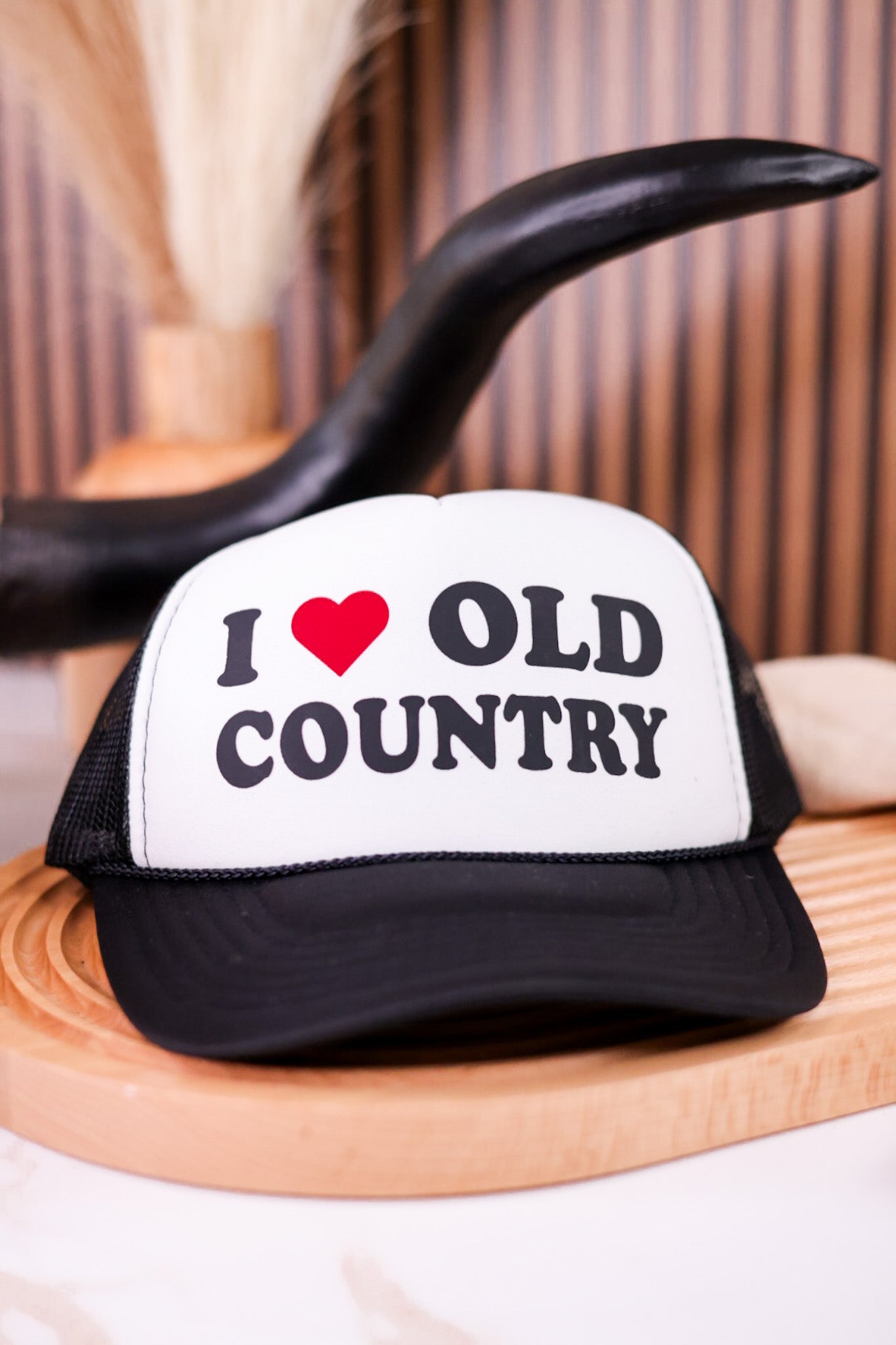 Black & White "I Love Old Country" Trucker Hat