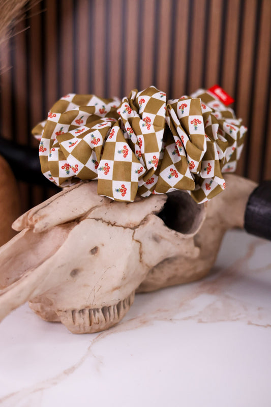 Floral Checkered Jumbo Scrunchie