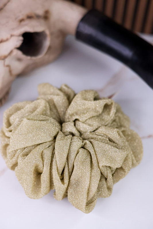 Jumbo Gold Glitter Scrunchie