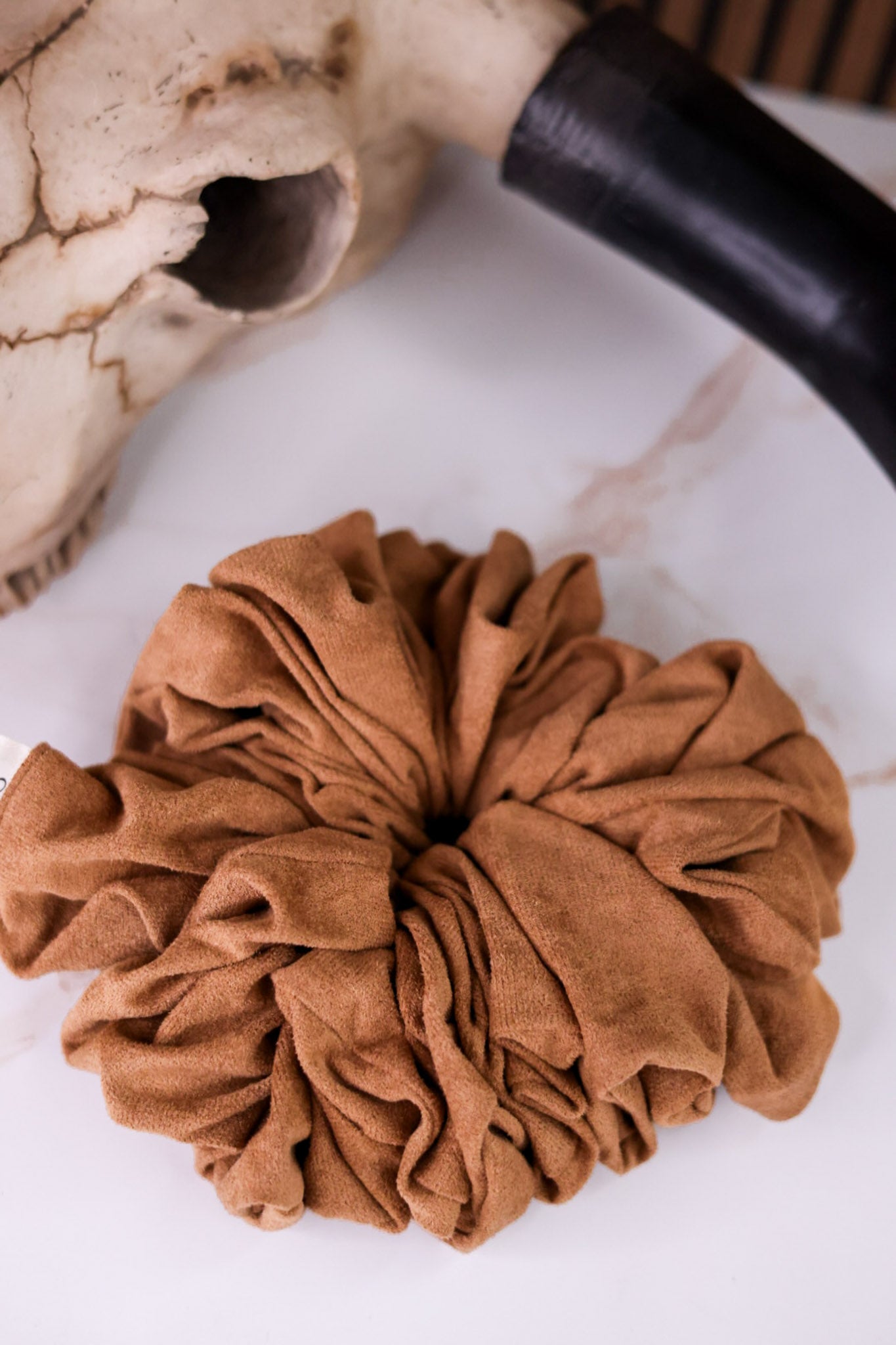 Tan Suede Jumbo Scrunchie