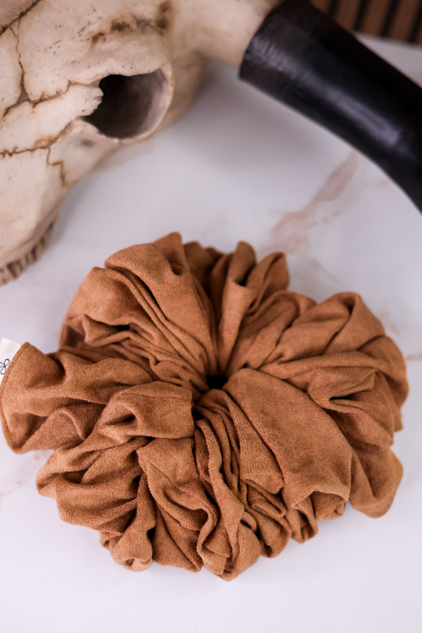 Tan Suede Jumbo Scrunchie