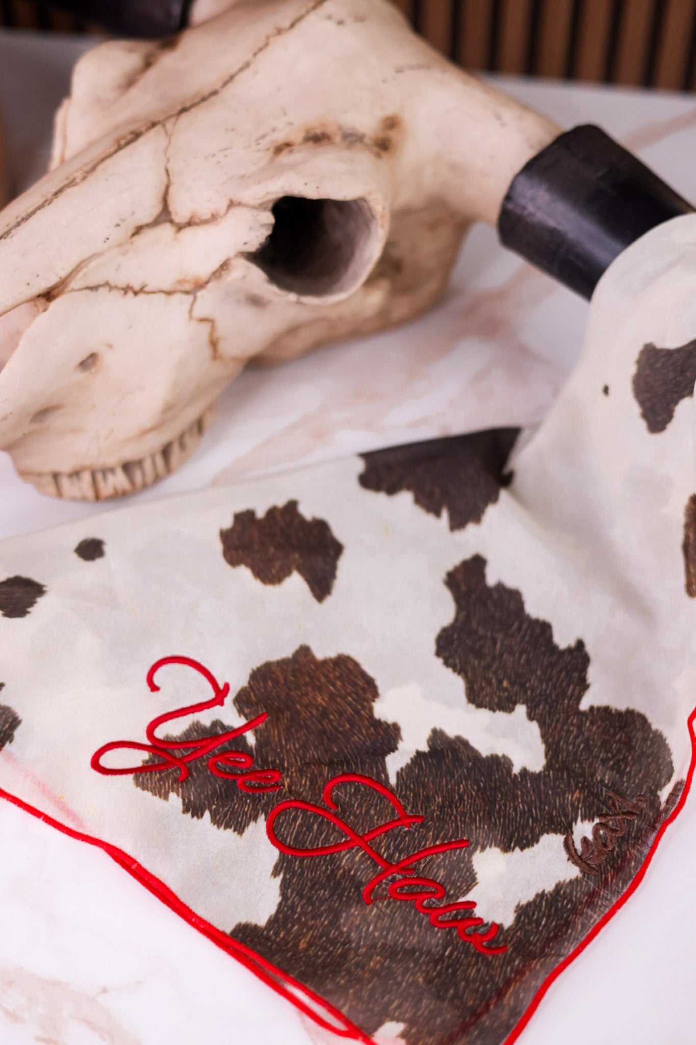 Cow Print Bandana With Yee Haw Embroidery