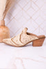 "Tex Mex" Pointed Toe Tan Washed Denim Mules