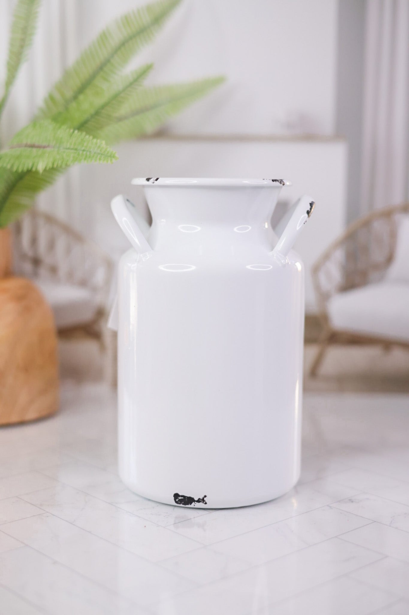 White Metal Milk Bucket