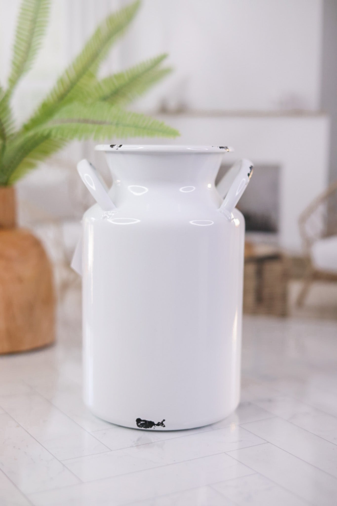 White Metal Milk Bucket