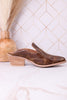 "Saloon" Brown Crackle Pointed Toe Western Mules