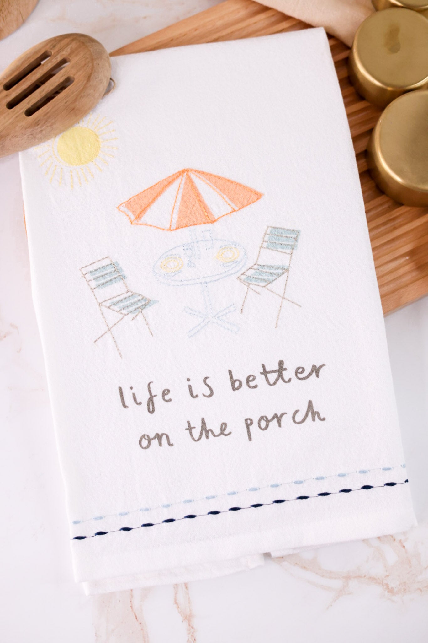 Life Is Better On The Porch Embroidered Flour Sack Towel