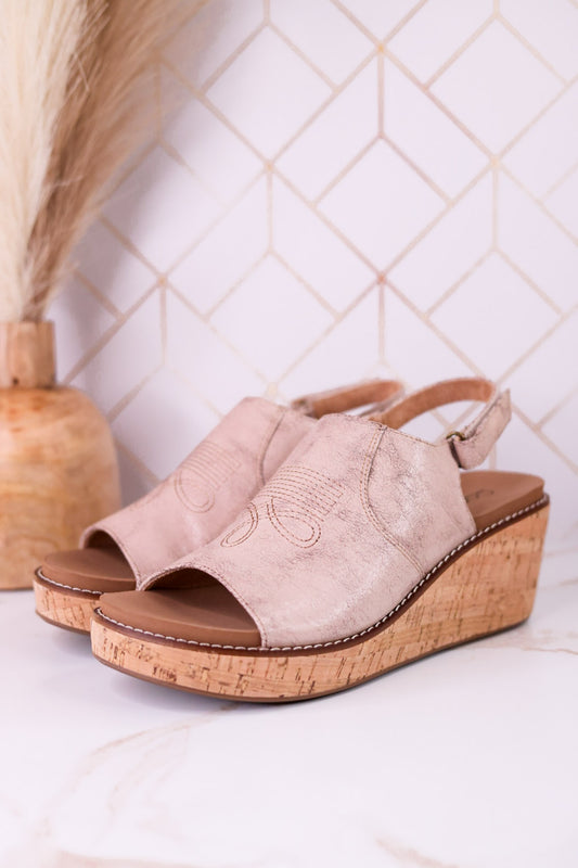 "Most Wanted" Beige Crinkle Wedges