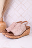 "Most Wanted" Beige Crinkle Wedges