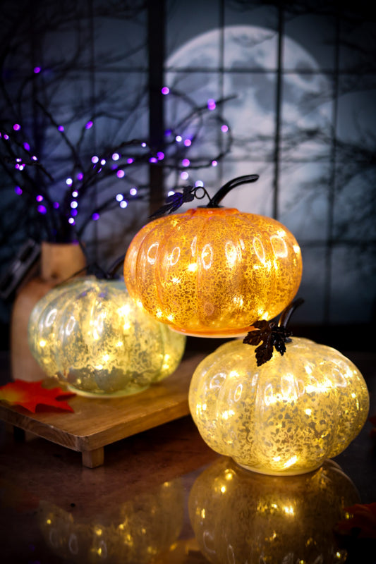 Glowing Glass Pumpkins (3 Colors)