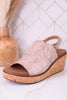 "Most Wanted" Beige Crinkle Wedges