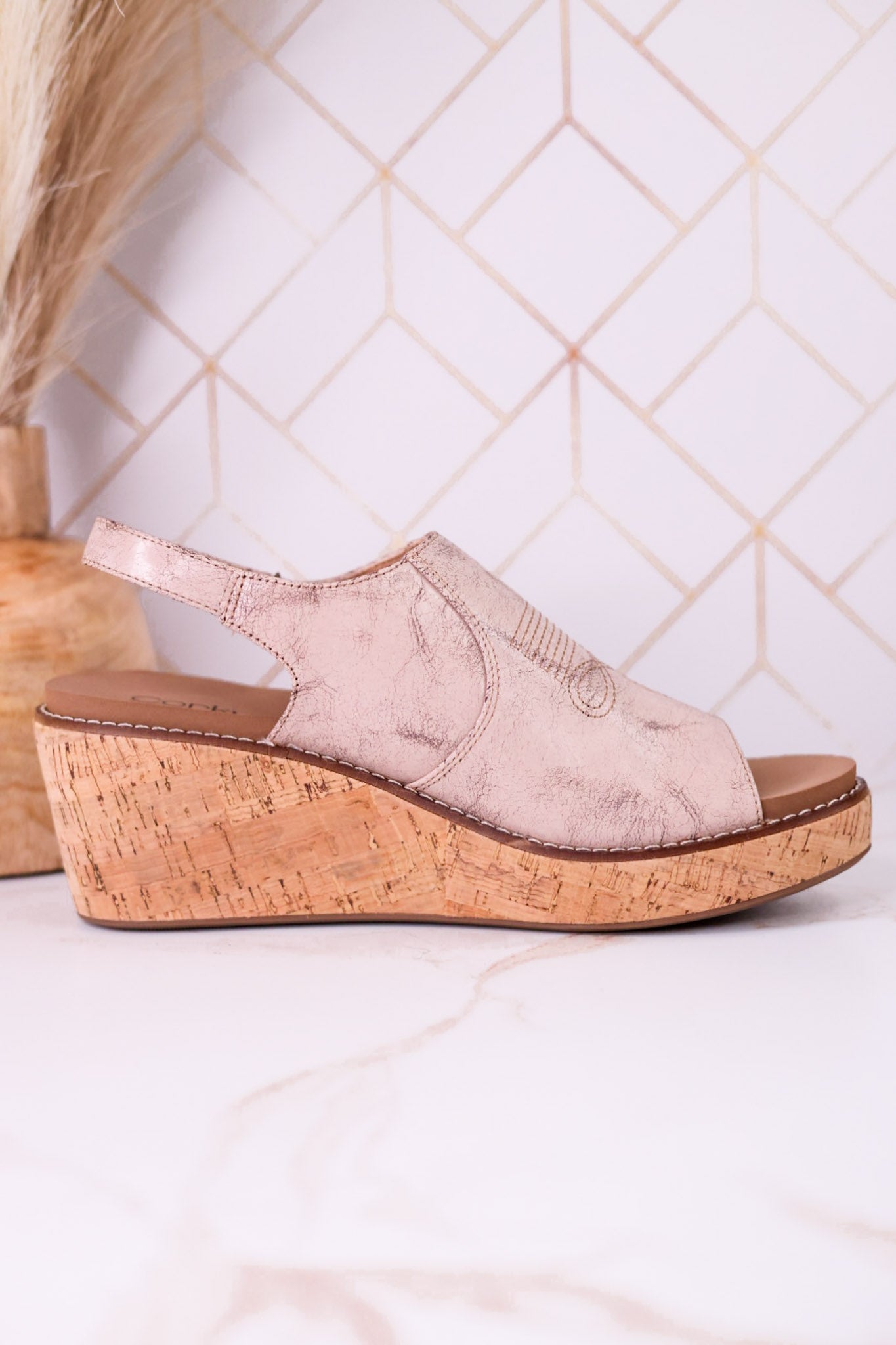 "Most Wanted" Beige Crinkle Wedges