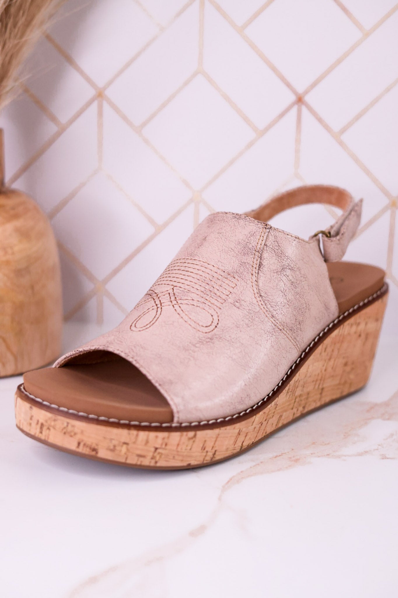 "Most Wanted" Beige Crinkle Wedges