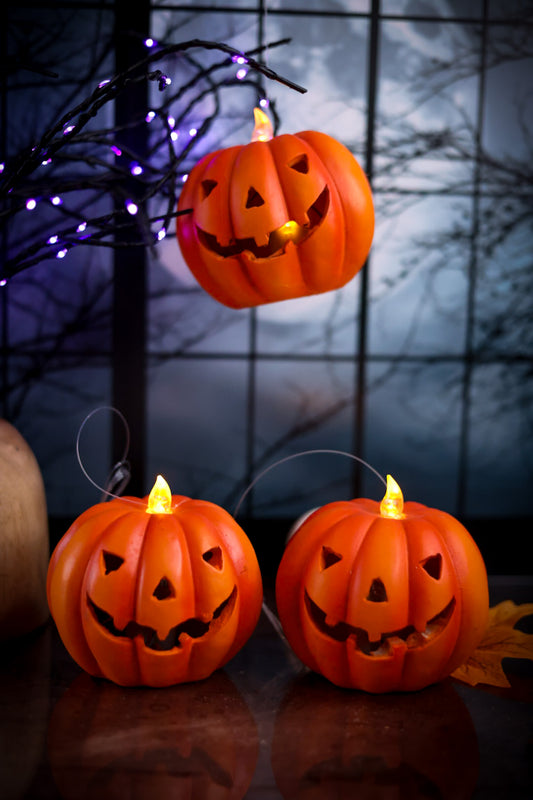 Set of 3 Floating LED Jack-O-Lanterns