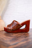 Desert Wanderer Tooled Leather Wedge Sandals