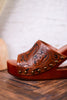 Desert Wanderer Tooled Leather Wedge Sandals