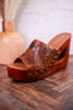 Desert Wanderer Tooled Leather Wedge Sandals